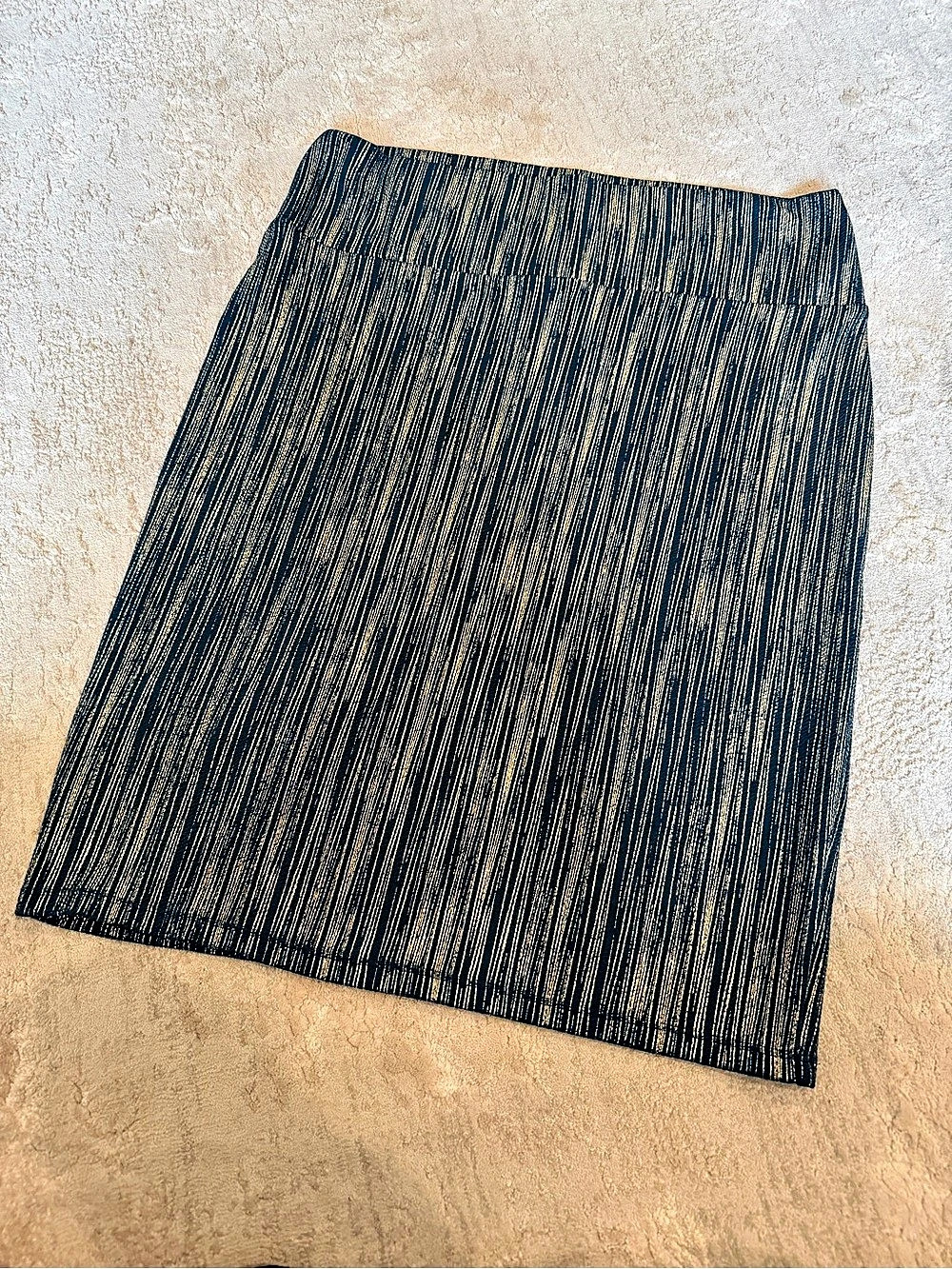 LuLaRoe Cassie Pencil Skirt in Blue & Gold Medium